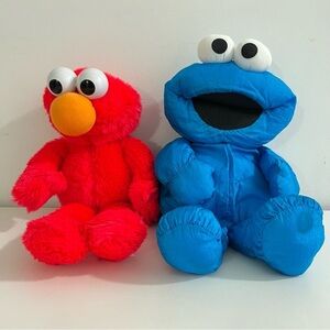 Vintage Sesame Street Cookie Monster and Elmo Plush by Playskool